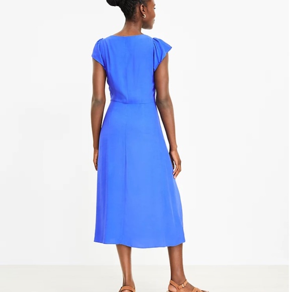 Petite Cap Sleeve Button Midi Dress - Picture 3 of 3